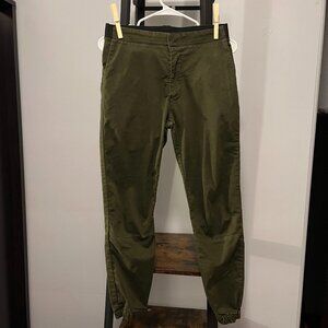 Zara High Waist Twill Joggers - Slim Fit - Olive Green - Size S